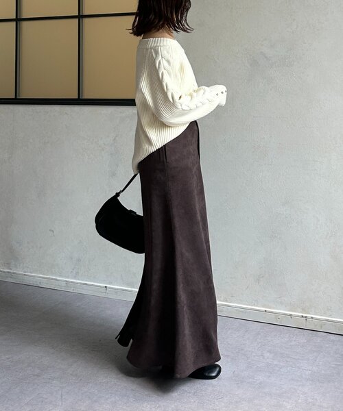 Thevon（ゼボン）の「FスエードIラインスカート（スカート・レディース・チャコールグレー/ベージュ/ブラウン・S/M）」の13枚目の写真