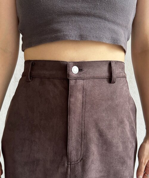 Thevon（ゼボン）の「FスエードIラインスカート（スカート・レディース・チャコールグレー/ベージュ/ブラウン・S/M）」の15枚目の写真