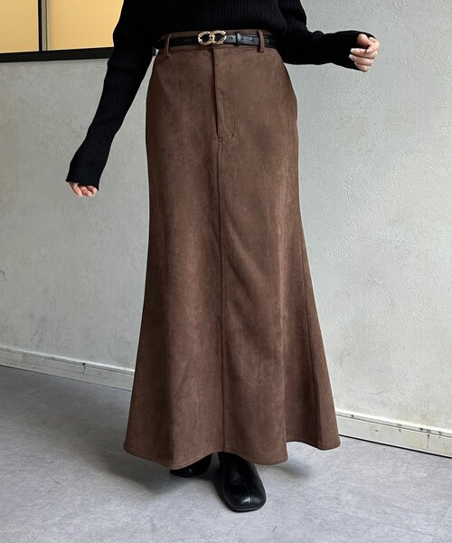 Thevon（ゼボン）の「FスエードIラインスカート（スカート・レディース・チャコールグレー/ベージュ/ブラウン・S/M）」の20枚目の写真