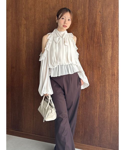 SNIDEL(スナイデル)の「ハイウエストワイドパンツ(スラックス・レディース・アイボリー/グレー/ブラウン・0/1)」の19枚目の写真