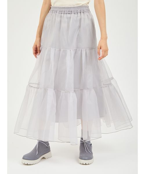 emmi（エミ）の「チュールボリュームシアースカート（スカート・レディース・ドット/ライトグレー/ブラック・0/1）」の4枚目の写真