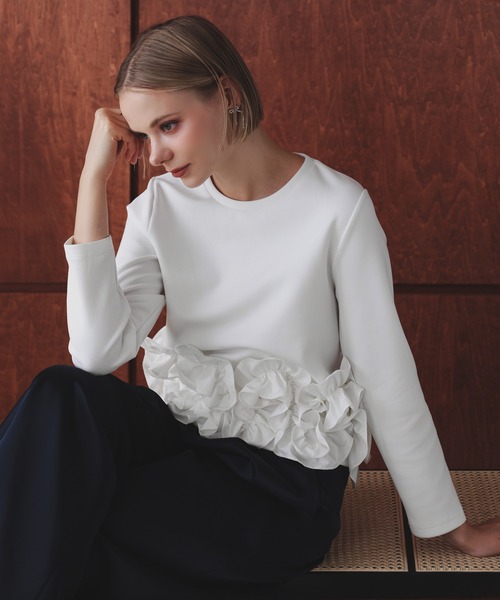 MERAKI(メラキ)の「ヘムラインデザインロングスリーブトップス(その他トップス・レディース・ブラック/ブラウン/ホワイト・FREE)」の2枚目の写真