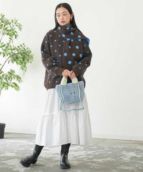 mili an deni(ミリアンデニ)の「マフラー付きドットニットカーディガン(カーディガン/ボレロ・レディース・ブラウン/グレー/アイボリー・M)」の14枚目の写真
