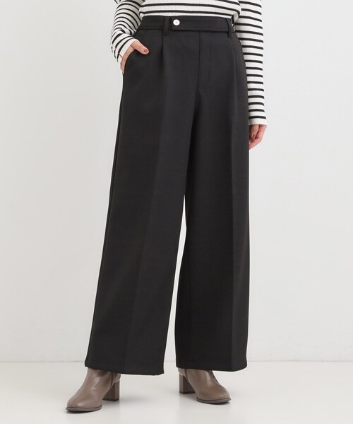 DRESKIP(ドレスキップ)の「【着丈選べる】ウールフィールあったか裏起毛ワイドパンツ(その他パンツ・レディース・ブラック/チャコールグレー/ベージュ系その他/キャメル・01/02/04/36/38/40/42/03)」の2枚目の写真