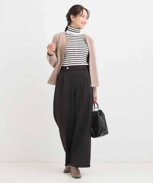 DRESKIP(ドレスキップ)の「【着丈選べる】ウールフィールあったか裏起毛ワイドパンツ(その他パンツ・レディース・ブラック/チャコールグレー/ベージュ系その他/キャメル・01/02/04/36/38/40/42/03)」の7枚目の写真