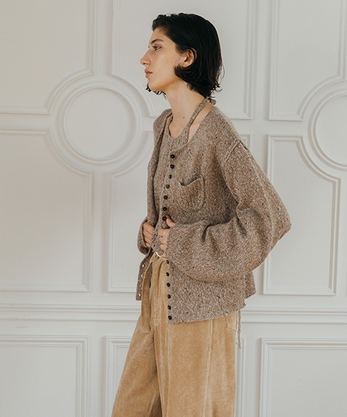 CREDONA(クレドナ)の「MIX KNIT PO CD SET/ミックスニットプルオーバーカーデセット(カーディガン/ボレロ・レディース・ネイビー/ブラウン・FREE)」の5枚目の写真