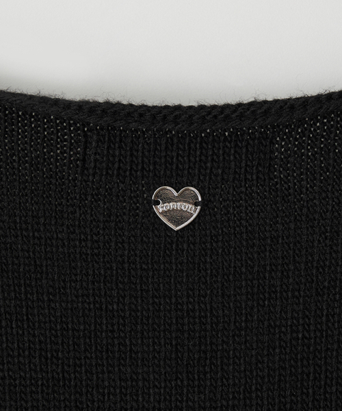 セール】KNOT V NECK SHORT SLEEVE KNIT BLACK（Tシャツ/カットソー