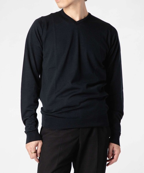JOHN SMEDLEY ジョンスメドレー ウール コットン ニットポロ 黒 JOHN SMEDLEY（ジョンスメドレー） ニットポロシャツ ADRIAN シー