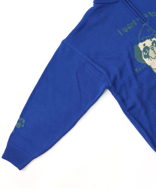 153685：かまって欲しいパグ ハイネックニットプルオーバー