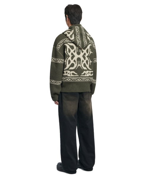 NOMANUAL(NOMANUAL)の「COWICHAN HOODED ZIP-UP - KHAKI(ニット/セーター・レディース・その他・MEDIUM/LARGE/X-LARGE)」の4枚目の写真