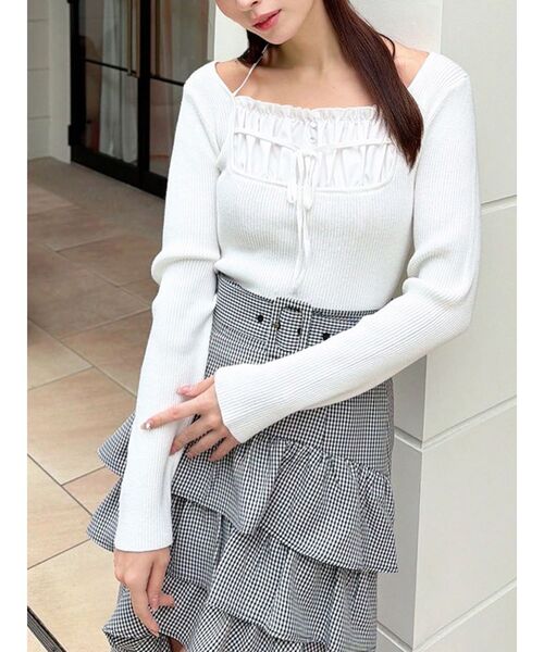 RESEXXY(リゼクシー)の「バストデザインニットトップス(ニット/セーター・レディース・ミント/アイボリー/ブラック・FREE)」の2枚目の写真