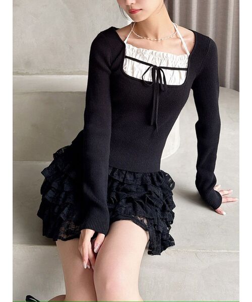 RESEXXY(リゼクシー)の「バストデザインニットトップス(ニット/セーター・レディース・ミント/アイボリー/ブラック・FREE)」の3枚目の写真