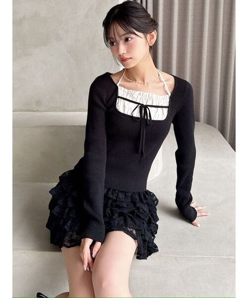 RESEXXY(リゼクシー)の「バストデザインニットトップス(ニット/セーター・レディース・ミント/アイボリー/ブラック・FREE)」の4枚目の写真