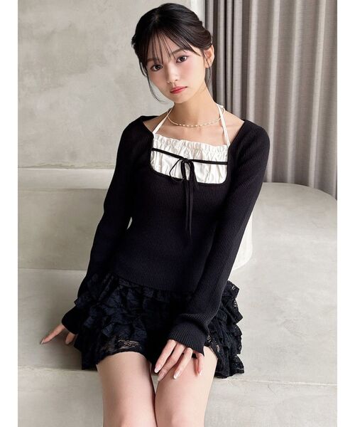 RESEXXY(リゼクシー)の「バストデザインニットトップス(ニット/セーター・レディース・ミント/アイボリー/ブラック・FREE)」の5枚目の写真