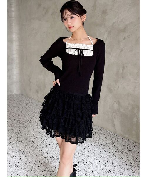 RESEXXY(リゼクシー)の「バストデザインニットトップス(ニット/セーター・レディース・ミント/アイボリー/ブラック・FREE)」の8枚目の写真