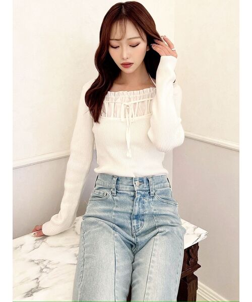 RESEXXY(リゼクシー)の「バストデザインニットトップス(ニット/セーター・レディース・ミント/アイボリー/ブラック・FREE)」の13枚目の写真