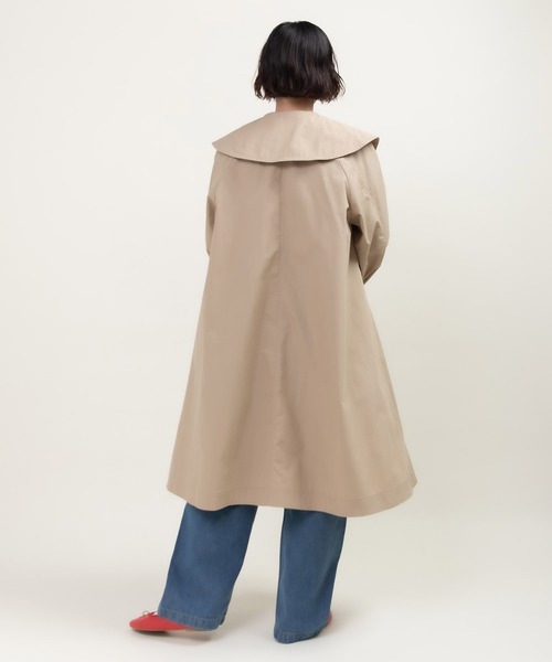 CHILD WOMAN(チャイルドウーマン)の「C/Nyウェザー フラットカラーフレアーコート(その他アウター・レディース・ベージュ/ネイビー・FREE)」の5枚目の写真