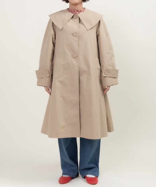 CHILD WOMAN(チャイルドウーマン)の「C/Nyウェザー フラットカラーフレアーコート(その他アウター・レディース・ベージュ/ネイビー・FREE)」の13枚目の写真