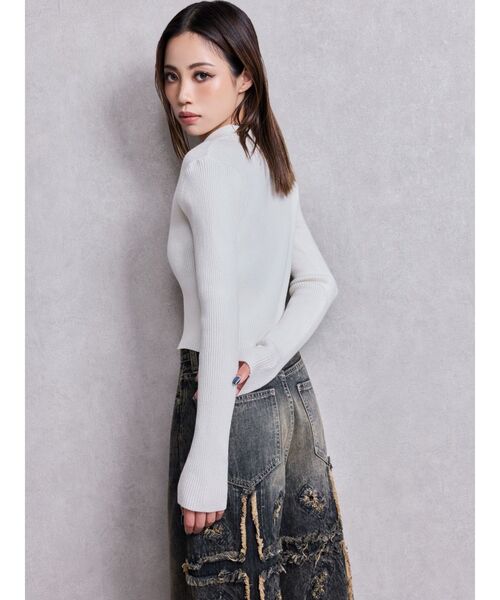 GYDA(ジェイダ)の「POLOニットトップス(ニット/セーター・レディース・ブラック/オフホワイト/ミント/その他1・FREE)」の12枚目の写真