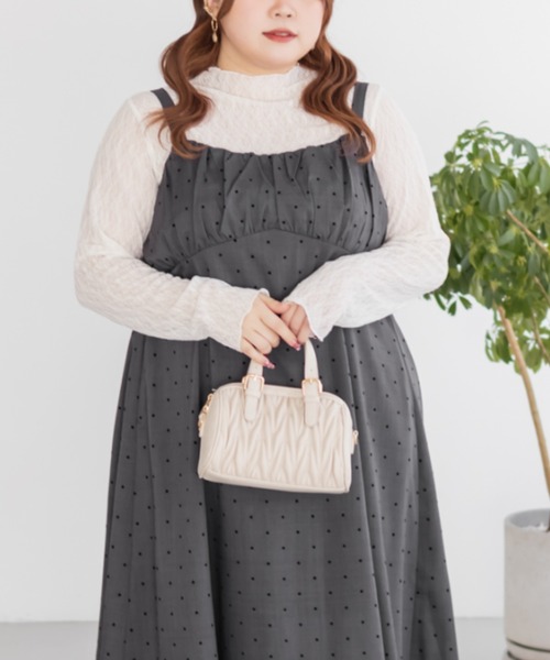 CLETTE(クレット)の「CLETTEオリジナルフロッキードットジャンスカワンピース(ワンピース・レディース・チャコールグレー/ブラック/ブラウン・LL/3L/4L)」の14枚目の写真
