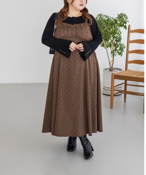 CLETTE(クレット)の「CLETTEオリジナルフロッキードットジャンスカワンピース(ワンピース・レディース・チャコールグレー/ブラック/ブラウン・LL/3L/4L)」の17枚目の写真