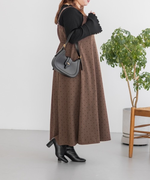 CLETTE(クレット)の「CLETTEオリジナルフロッキードットジャンスカワンピース(ワンピース・レディース・チャコールグレー/ブラック/ブラウン・LL/3L/4L)」の19枚目の写真