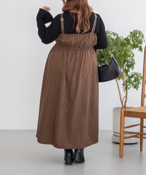 CLETTE(クレット)の「CLETTEオリジナルフロッキードットジャンスカワンピース(ワンピース・レディース・チャコールグレー/ブラック/ブラウン・LL/3L/4L)」の20枚目の写真
