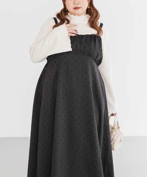 CLETTE(クレット)の「CLETTEオリジナルフロッキードットジャンスカワンピース(ワンピース・レディース・チャコールグレー/ブラック/ブラウン・LL/3L/4L)」の8枚目の写真