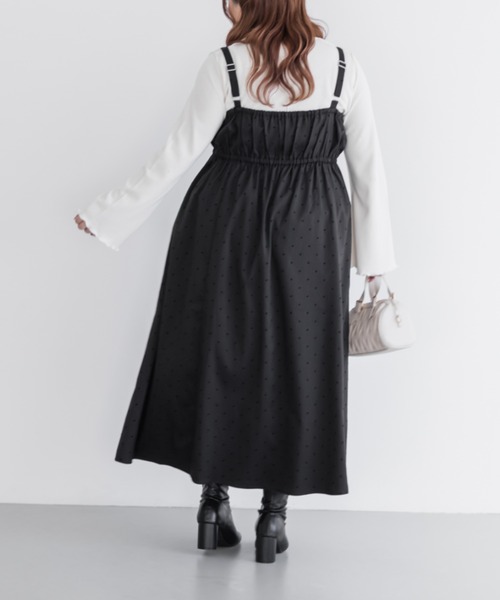 CLETTE(クレット)の「CLETTEオリジナルフロッキードットジャンスカワンピース(ワンピース・レディース・チャコールグレー/ブラック/ブラウン・LL/3L/4L)」の7枚目の写真