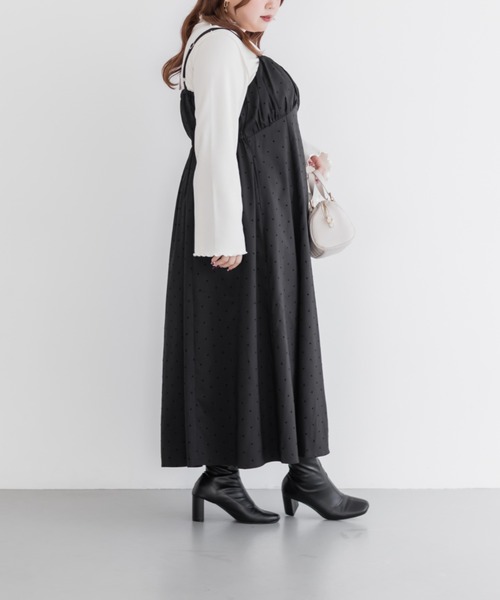 CLETTE(クレット)の「CLETTEオリジナルフロッキードットジャンスカワンピース(ワンピース・レディース・チャコールグレー/ブラック/ブラウン・LL/3L/4L)」の6枚目の写真