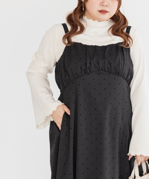 CLETTE(クレット)の「CLETTEオリジナルフロッキードットジャンスカワンピース(ワンピース・レディース・チャコールグレー/ブラック/ブラウン・LL/3L/4L)」の9枚目の写真
