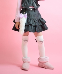 mezzo piano（メゾピアノ）の「しっぽチャームつき　ラメデニム段々スカパン（その他パンツ）」