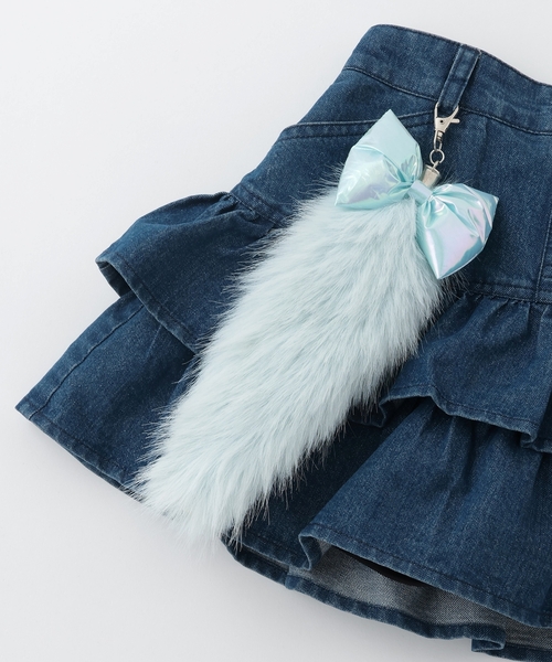 しっぽチャームつき ラメデニム段々スカパン（デニムスカート）｜mezzo