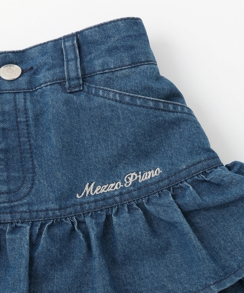 しっぽチャームつき ラメデニム段々スカパン（デニムスカート）｜mezzo