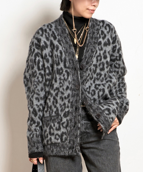 Anine Bing(アニー ビング)の「【ANINE BING/アニン ビン】GRAY LEOPARD CARDIGAN(カーディガン/ボレロ・レディース・チャコールグレー・FREE)」の1枚目の写真