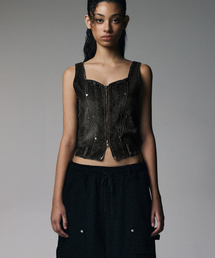 NOT4NERD（ノットフォーナード）の「W インシジョン コルセット デニム ベスト - ブラック（ベスト）」