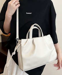 florist | 【高見え・2WAY】レザータッチタックデザインハンドバッグ/ショルダーバッグ/ビジネスバッグ（iPad収納可）(ハンドバッグ)