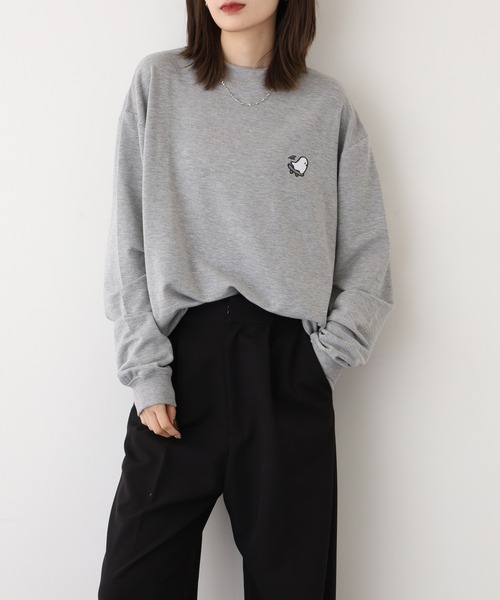 FUNALIVE(ファンアライブ)の「裏起毛 刺繍 長袖 トレーナー(スウェット・メンズ・ブラック系/ブラック系1/グレー系1/ネイビー系1/アイボリー系1/グレー系/ネイビー系/アイボリー系・L/LL/M)」の4枚目の写真