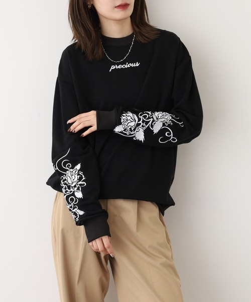 FUNALIVE(ファンアライブ)の「裏起毛 刺繍 長袖 トレーナー(スウェット・メンズ・ブラック系/ブラック系1/グレー系1/ネイビー系1/アイボリー系1/グレー系/ネイビー系/アイボリー系・L/LL/M)」の9枚目の写真