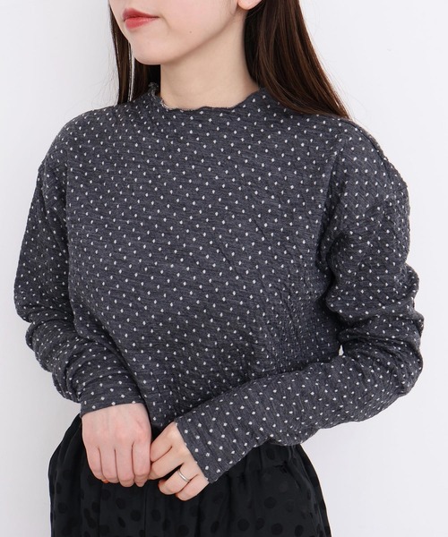 l'atelier du savon(アトリエドサボン)の「ふくふくしたドット モックネックTシャツ(Tシャツ/カットソー・レディース・オフホワイト/グレー/ブラック・FREE)」の1枚目の写真