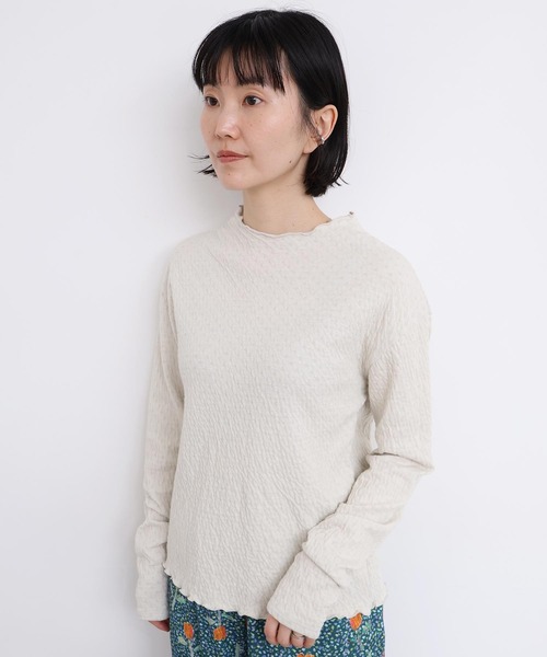 l'atelier du savon(アトリエドサボン)の「ふくふくしたドット モックネックTシャツ(Tシャツ/カットソー・レディース・オフホワイト/グレー/ブラック・FREE)」の8枚目の写真