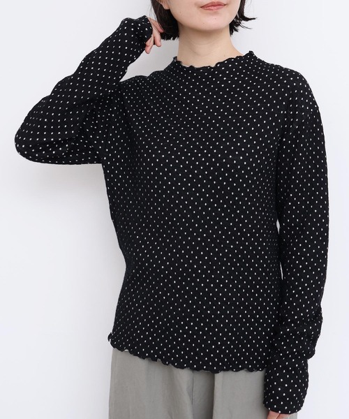 l'atelier du savon(アトリエドサボン)の「ふくふくしたドット モックネックTシャツ(Tシャツ/カットソー・レディース・オフホワイト/グレー/ブラック・FREE)」の17枚目の写真