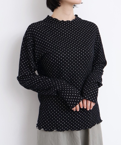 l'atelier du savon(アトリエドサボン)の「ふくふくしたドット モックネックTシャツ(Tシャツ/カットソー・レディース・オフホワイト/グレー/ブラック・FREE)」の18枚目の写真