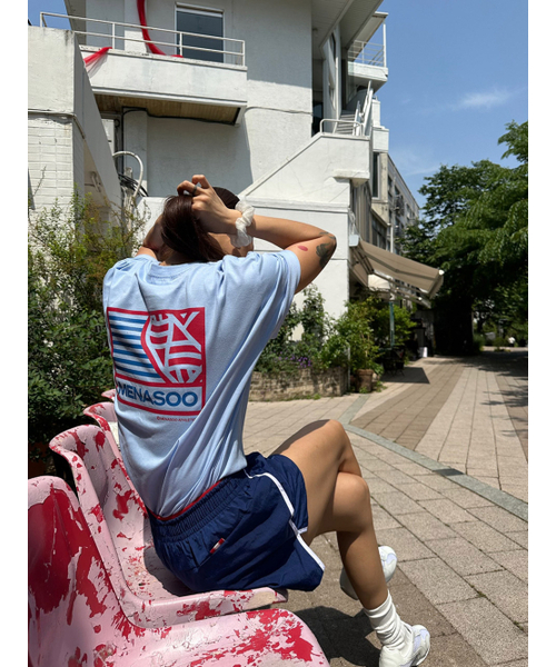 MENASOO(ミナス)の「SMALL HEARTTRACK OVER FIT TEE_SKYBLUE(Tシャツ/カットソー・レディース・スカイブルー・F)」の5枚目の写真