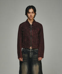 BLR（ビーエルアール）の「Hidden Pocket Denim Trucker Jacket Red（デニムジャケット）」