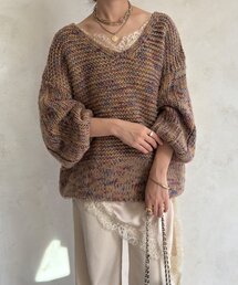 MIXヤーンVネックプルオーバー