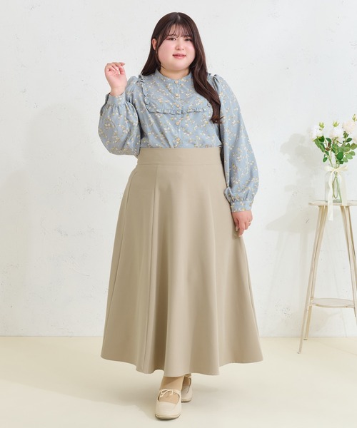 Louiosy(ルオシー)の「【大きいサイズ】ベルト付きフレアスカート(スカート・レディース・ベージュ/ホワイト系その他/ブラック・4L/3L/X-LARGE)」の3枚目の写真
