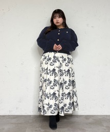 【大きいサイズ】ベルト付きフレアスカート