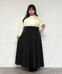 【大きいサイズ】ベルト付きフレアスカート