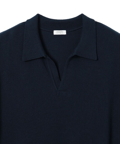 crepuscule（クレプスキュール）の「crepuscule / Co/Ra Moss Stitch Skipper（ポロシャツ・メンズ・ブラック/ネイビー・M/XL/L）」の3枚目の写真